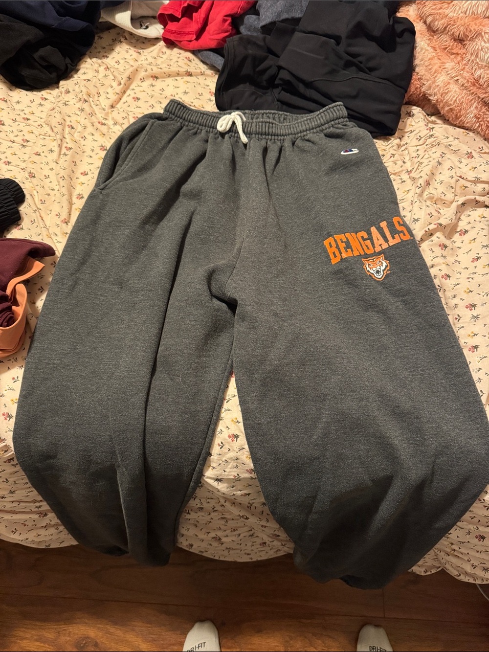 Champion Dark Gray Kids Sweatpants with Orange Bengals Script
